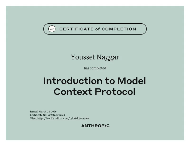 Anthropic Intro to MCP Certificate